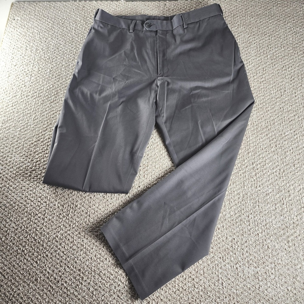 Perry Ellis Dress Pants 36x30 ( Fit 38x28.5) Flat Front Chino Stretch Gray